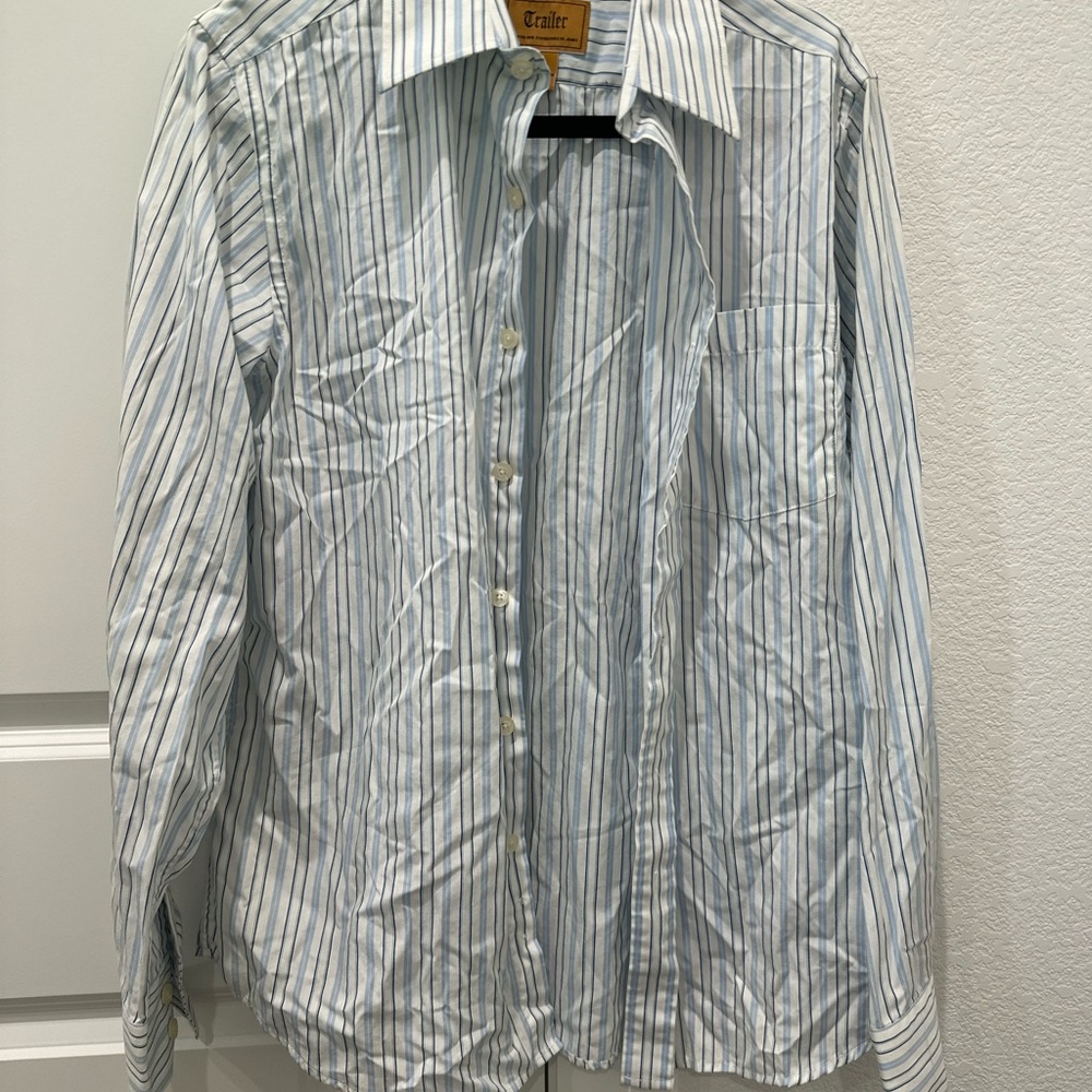 Men's Blue & White Stripe Button-Down Shirt